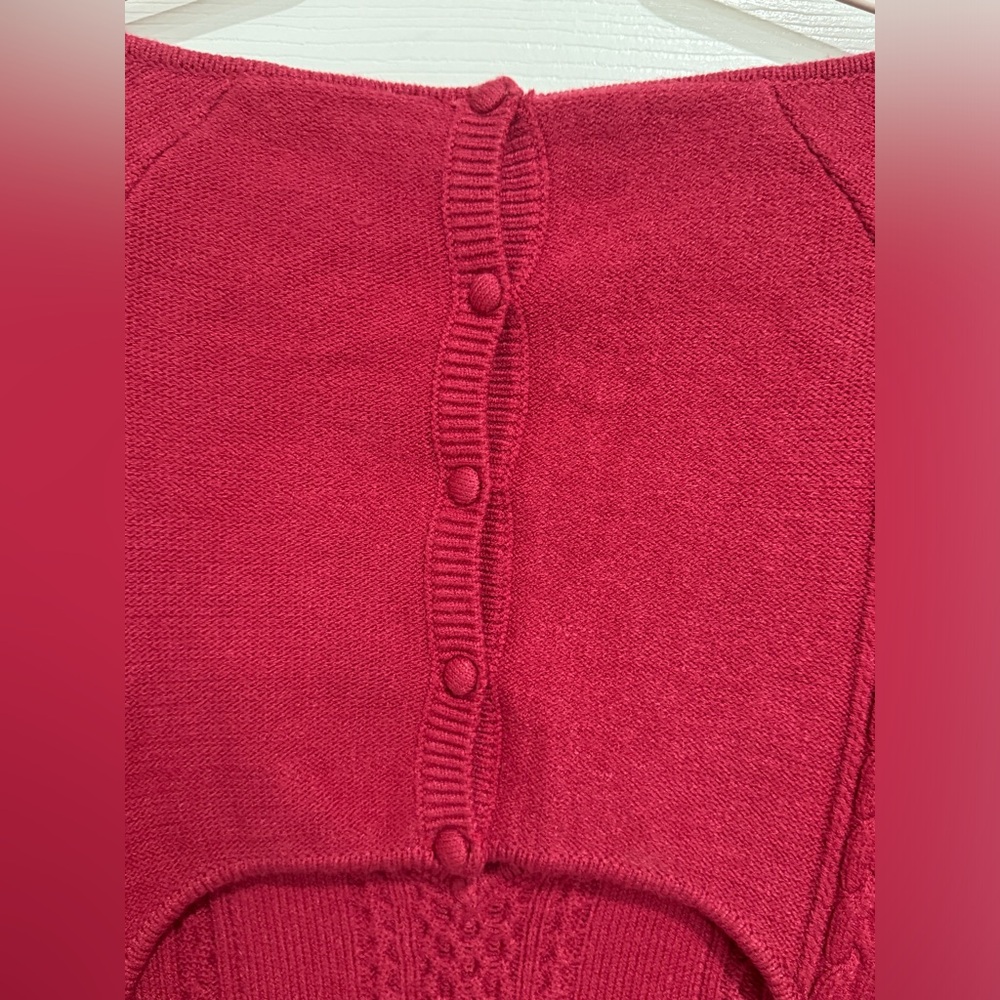 FREE PEOPLE Sweater Mini Dress Size XL Red Pink Knitted Long sleeves Stretch - Picture 7 of 10